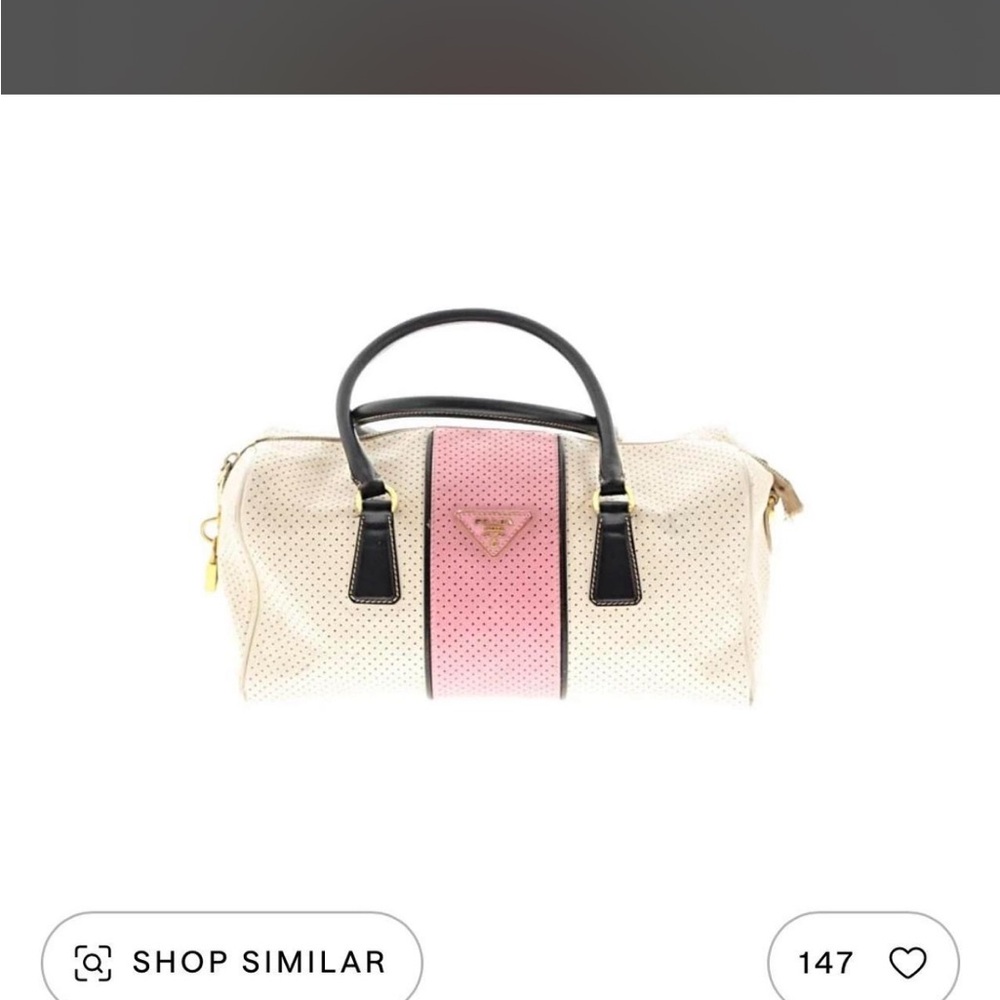 Prada Two-Tone Perforated Satchel - Pink, Cream & Black - Picture 1 of 8